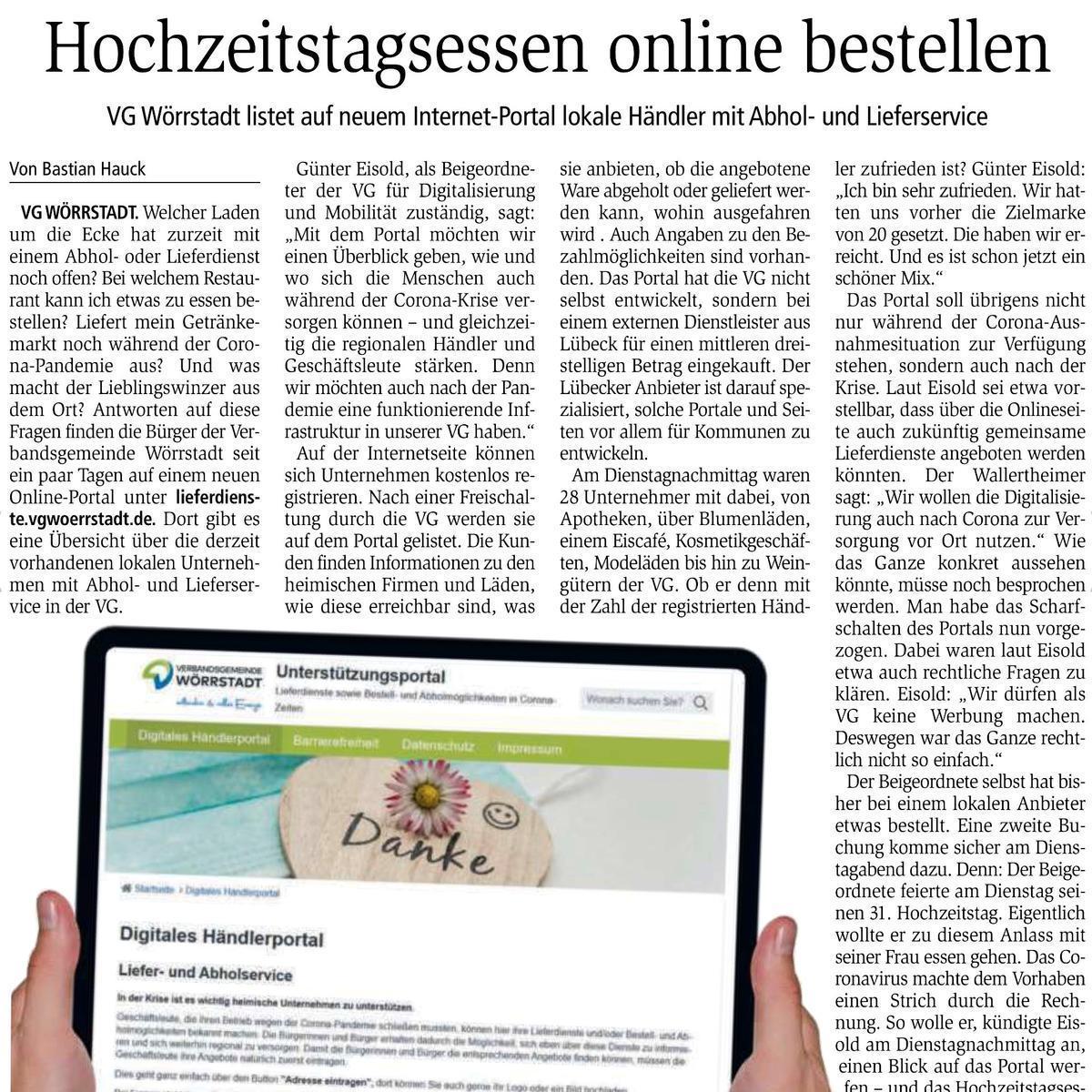 Bericht über das Digitale Händlerportal in der VG Wörrstadt
